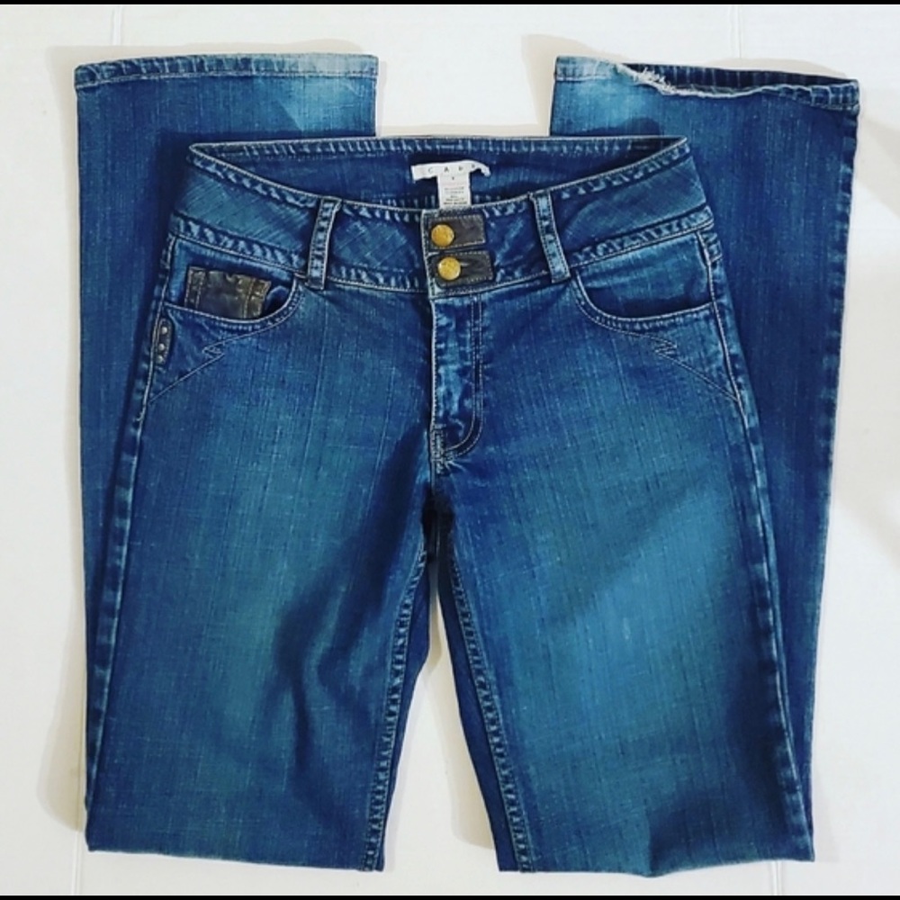 C A b i Womens Blue Denim Two Button Fly Jeans  6